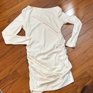 Elegant White Bodycon Mini Dress with Ruching on both sides